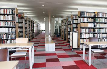 Photograph of the bookshelf / reading room on the 3rd floor